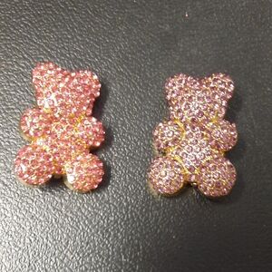 Pink and Purple Crystal Bear Brooches